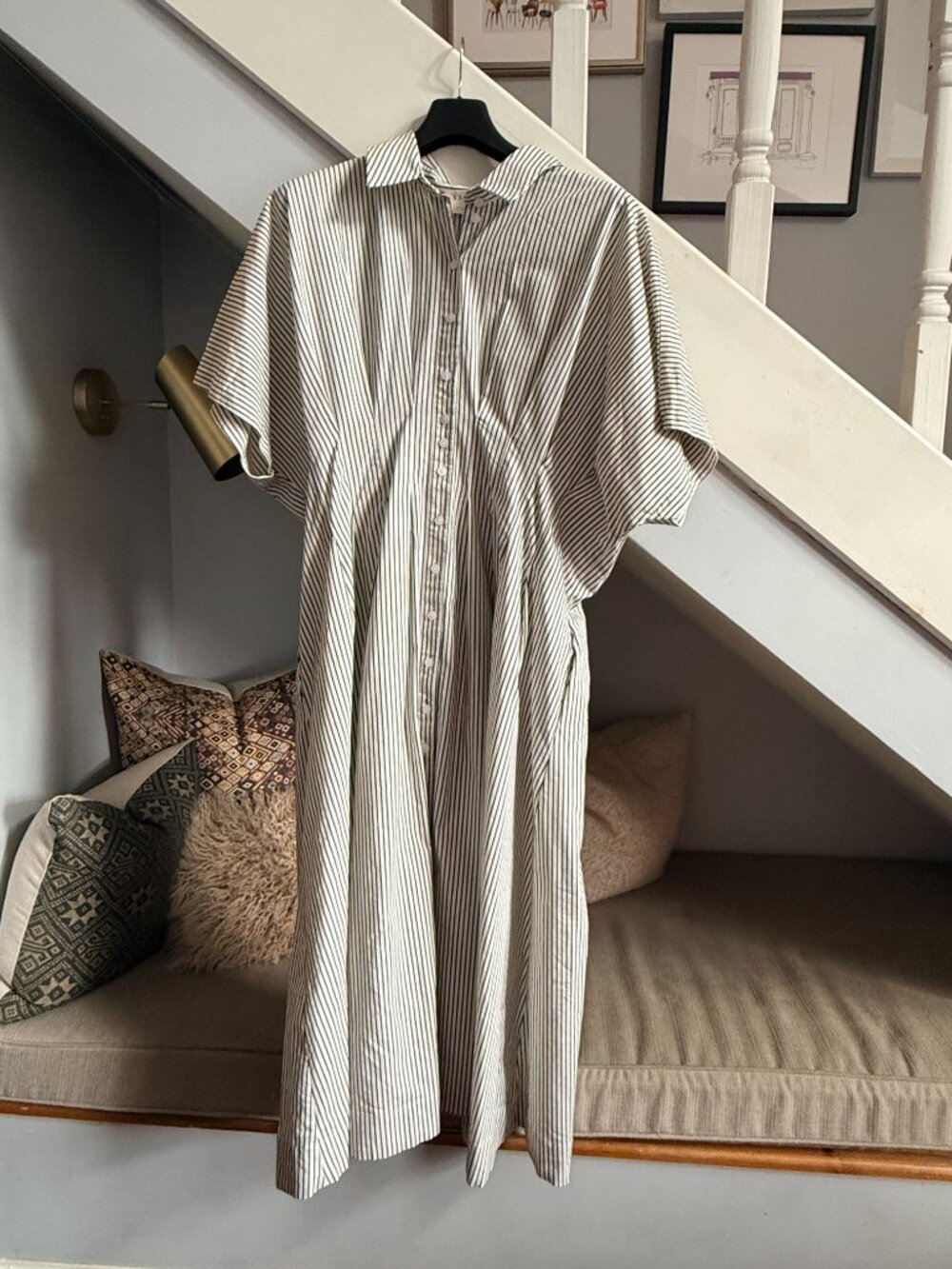 Anthropologie/Exquise Tobie Shirtdress (Black Stripe, 2X)